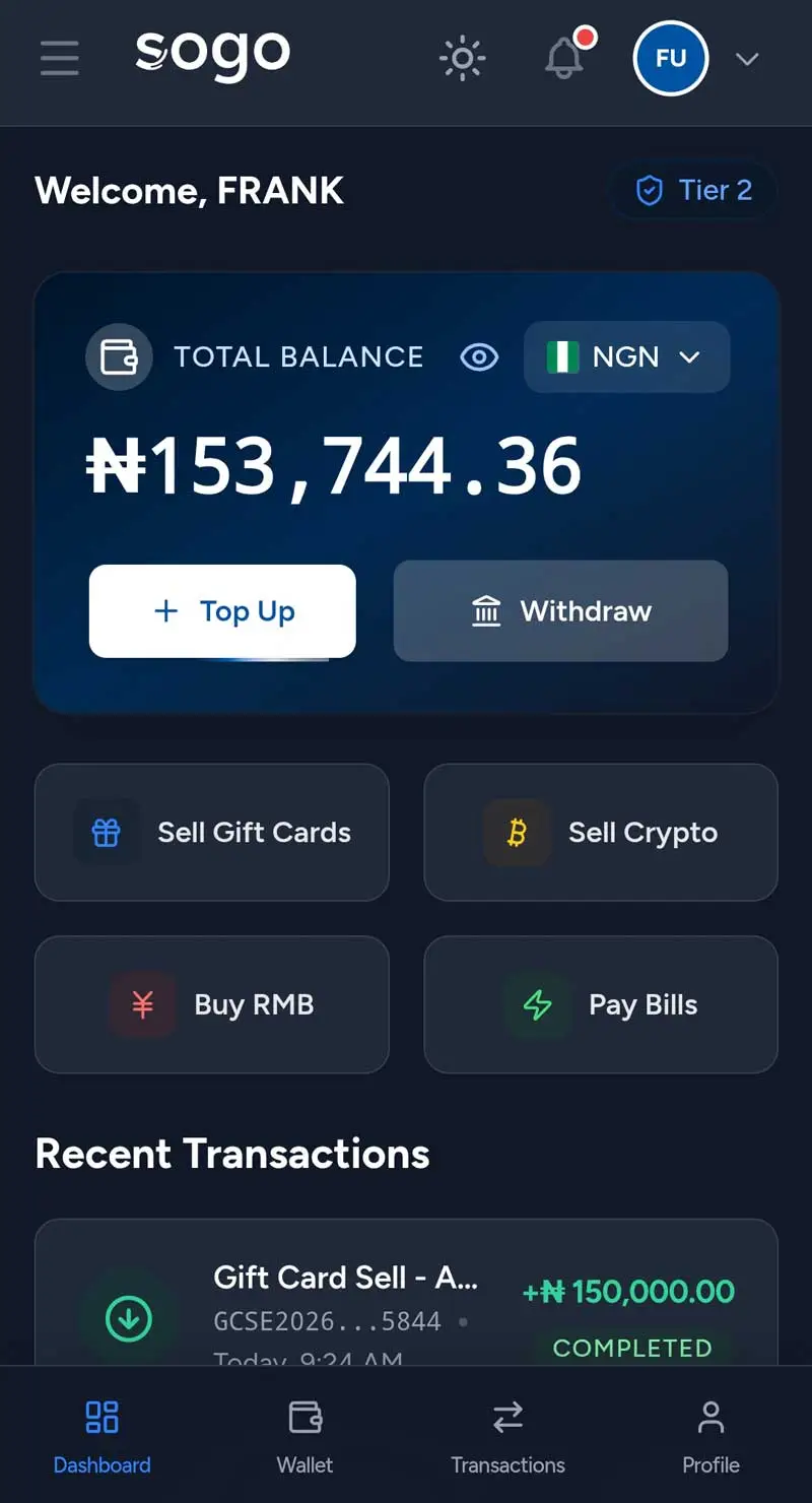 Sogo Mobile App - Your financial dashboard on the go