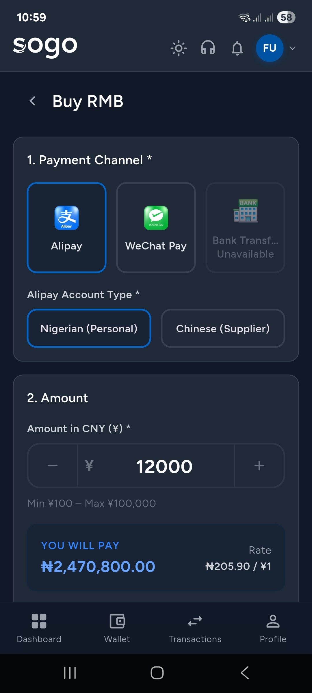 Buy RMB in Nigeria - Fund Alipay